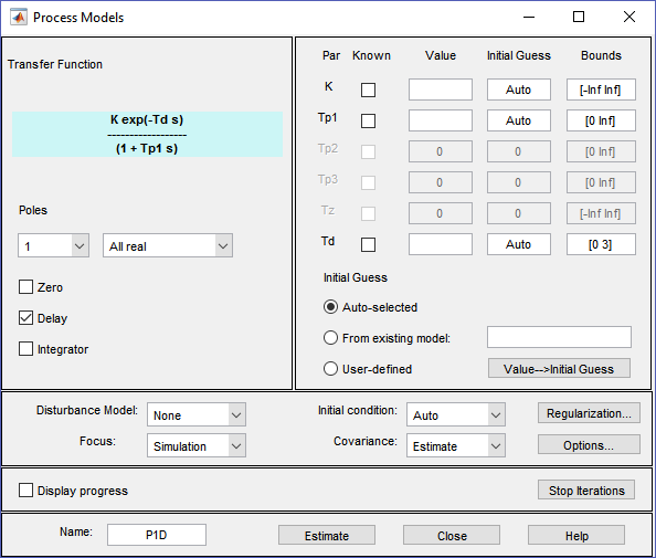 ventana del model estimation